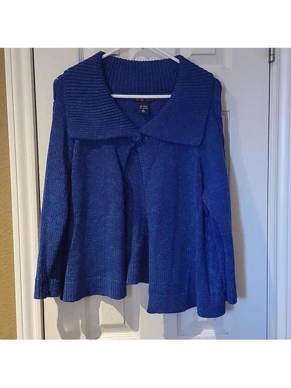 New York & Company Women's single button royal blue Cardigan size L